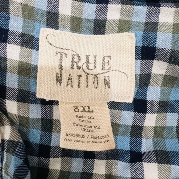 True Nation 3XL Plaid gingham button up Shirt LS Mens Blue Green outdoor preppy - Picture 2 of 10